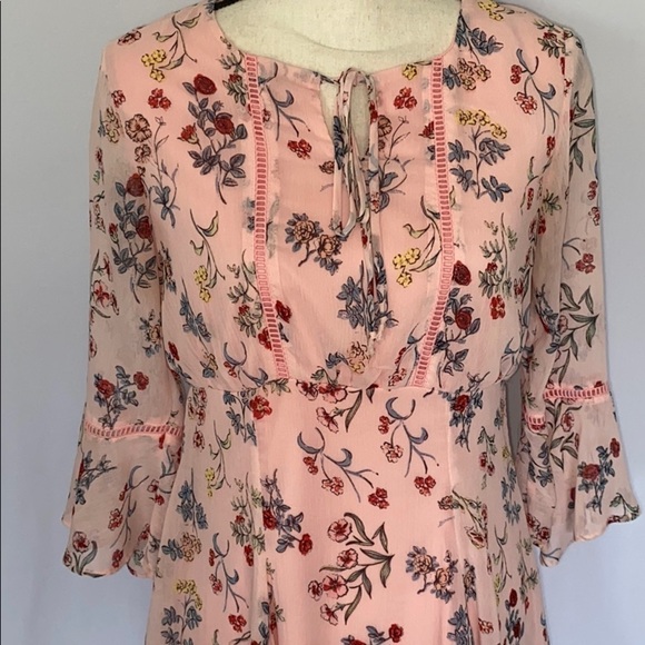 𝅺DISNEY Beauty and The Beast Midi DressSize Medium Floral Pink Sheer Bell… - Picture 3 of 14